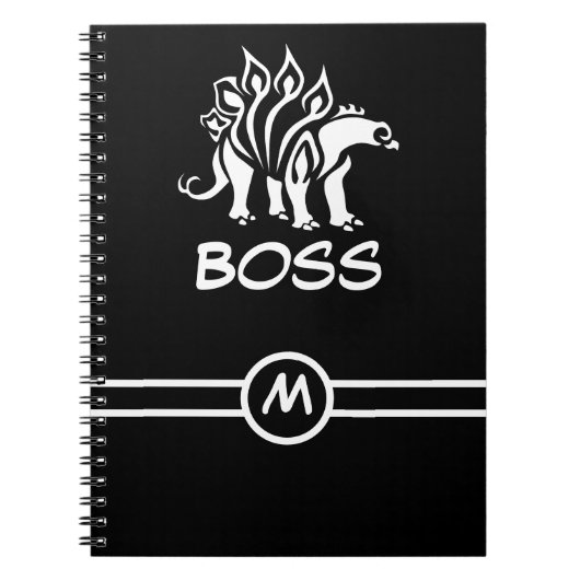 幽霊白ステゴサウルスのスパイク恐竜 ノートブック (正面)