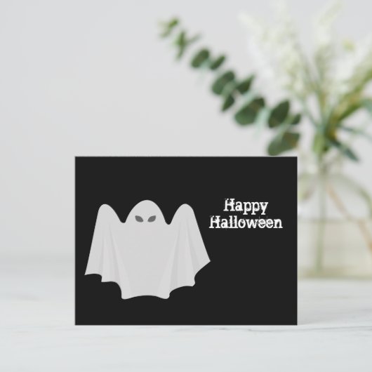 幽霊白人漫画のグラフィックハロウィーン ポストカード (スタンド正面)