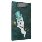 幽霊着用トップハット青目付きスカル杖 クリップボード (右)