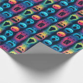 幽霊絵文字グロー幽霊のよく出る- Neon Spirit顔 ラッピングペーパー (角)