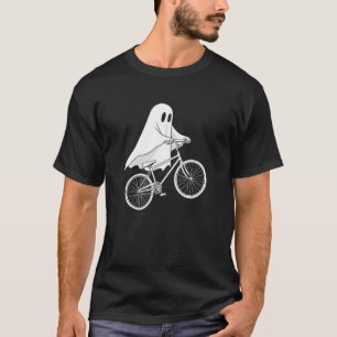 幽霊自転車に乗るライダーのハロウィンTシャツ Tシャツ