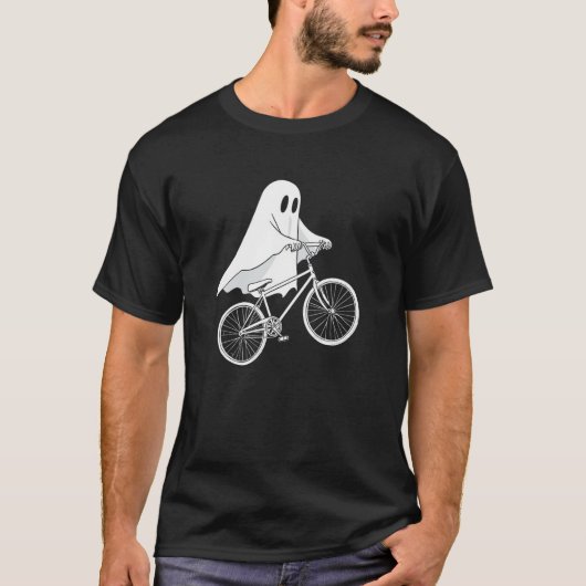 幽霊自転車に乗るライダーのハロウィンTシャツ Tシャツ (正面)