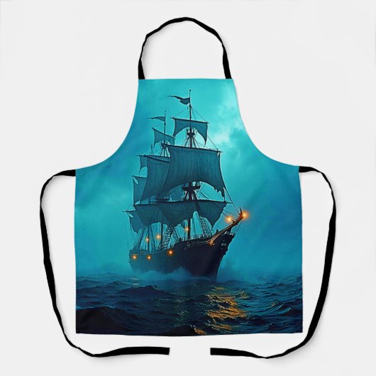 幽霊船オンザストーミーシーズデザイン エプロン (正面)