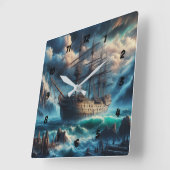 幽霊船メアリー・セレステー海の謎 スクエア壁時計 (傾斜)