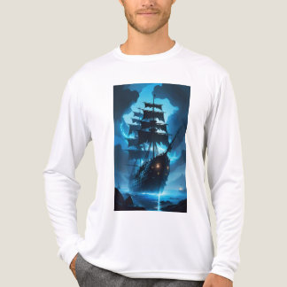 幽霊船、海賊船、霧に包まれた船、フライ トライブレンドTシャツ