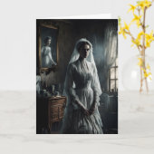 幽霊花嫁と鏡ハロウィーン カード (黄色い花)