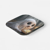 幽霊誕生日カップケーキを持つ ペーパープレート (傾斜あり)