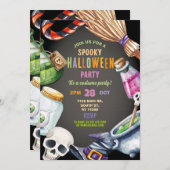 幽霊誕生日幽霊のよく出るハウスハロウィン不気味 招待状 (正面/裏面)