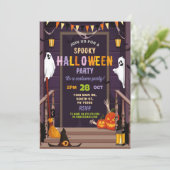 幽霊誕生日幽霊のよく出るハウスハロウィーンパンプキン 招待状 (スタンド正面)