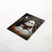 幽霊読の本と黒猫 箔シーズンポストカード (回転した状態)