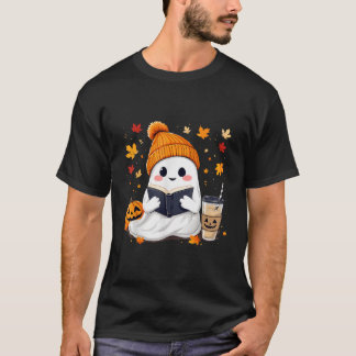 幽霊読の紅葉と本ハロウィーンゴス Tシャツ