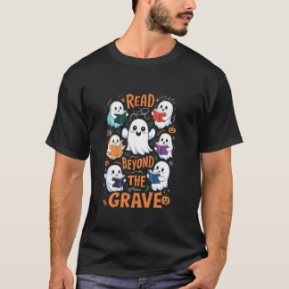 幽霊読カボチャの読墓の向こうの本 Tシャツ