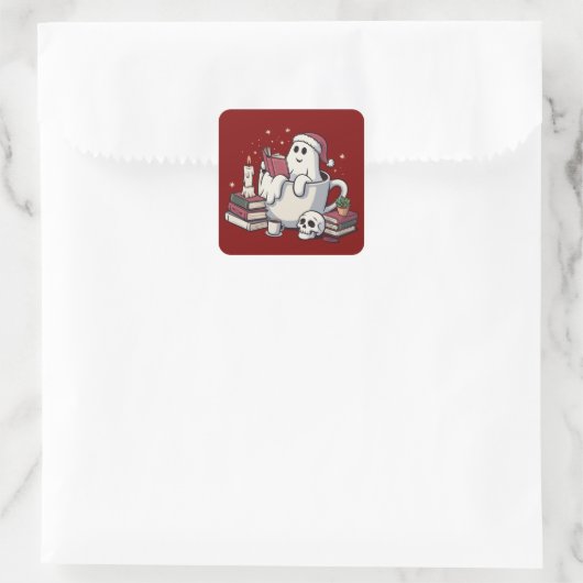 幽霊読ズブッククリスマス先生ブックワーム スクエアシール (バッグ)