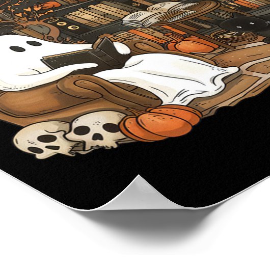 幽霊読ズブックスライブラリー先生ハロウィーン ポスター (角)