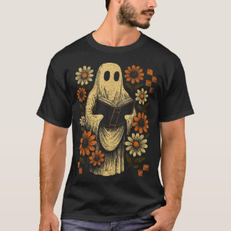 幽霊読ズブックハロウィーンフローラライブラリー不気味 Tシャツ