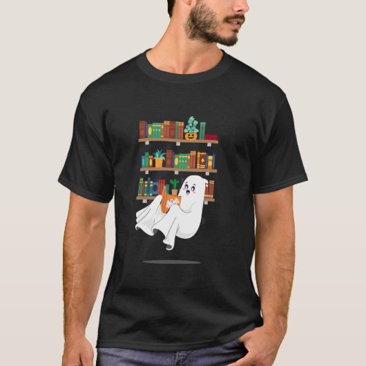 幽霊読ズブックリブラリアンBookworm先生ブー Tシャツ (正面)