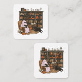 幽霊読ズブック猫好きハロウィーン スクエア名刺 (正面/裏面)