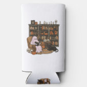 幽霊読ズブック猫好きハロウィーン スリム缶クーラー (裏面)