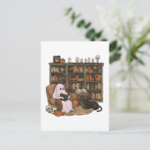 幽霊読ズブック猫好きハロウィーン ポストカード (スタンド正面)