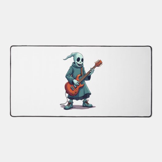 幽霊遊ズGuitar – 音楽不気味ハロウィーンTee デスクマット (正面)