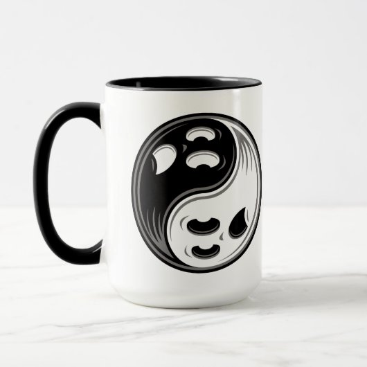 幽霊陰陽白黒 マグカップ (左)