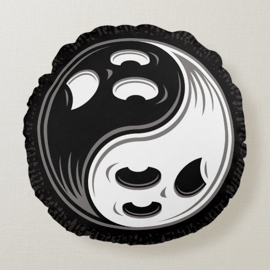 幽霊陰陽白黒 ラウンドクッション (正面)