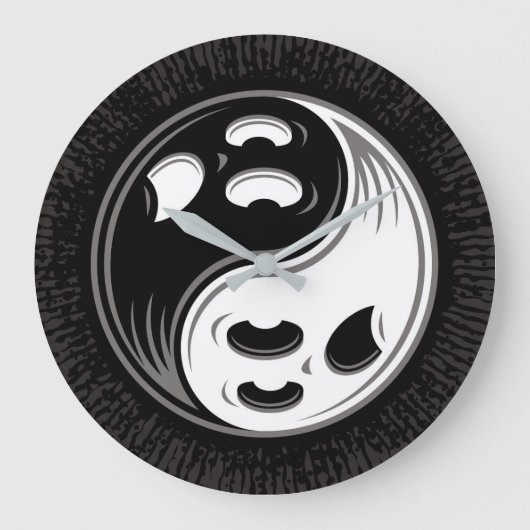 幽霊陰陽白黒 ラージ壁時計 (正面)