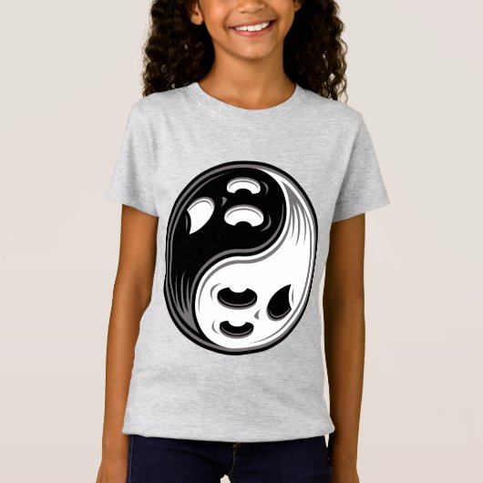 幽霊陰陽白黒 Tシャツ (正面)