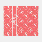 幽霊顔パターンサンゴ フリースブランケット (正面(横))