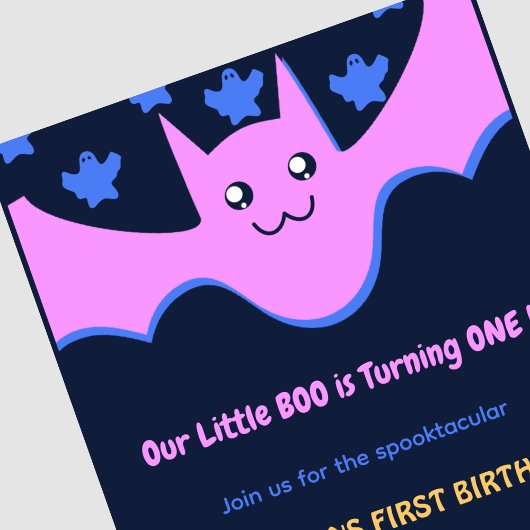 幽霊飛んでいるこうもりリトルブハロウィーン1st誕生日 招待状