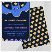 幽霊飛んでいるこうもりリトルブハロウィーン1st誕生日 招待状