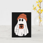 幽霊飲みコーヒーおかしなハロウィーンのコスチュームcoff カード (黄色い花)