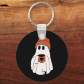 幽霊飲みコーヒーおかしなハロウィーンのコスチュームcoff キーホルダー (正面)