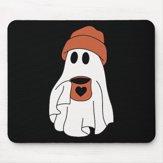 幽霊飲みコーヒーおかしなハロウィーンのコスチュームcoff マウスパッド (正面)