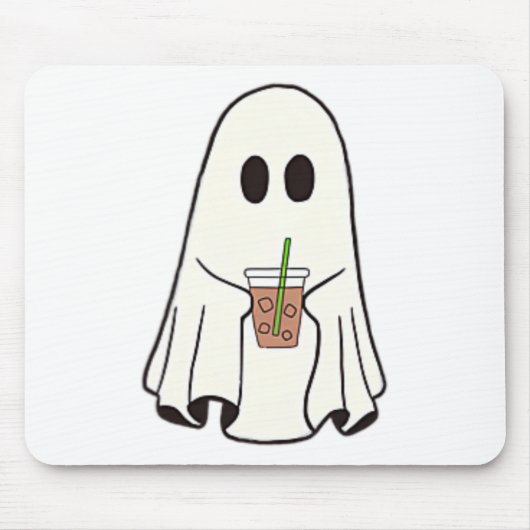 幽霊飲みコーヒーおかしなハロウィーンのコスチュームcoff マウスパッド (正面)