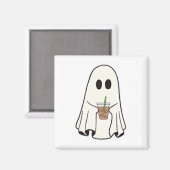 幽霊飲みコーヒーおかしなハロウィーンのコスチュームcoff マグネット (正面/裏面)