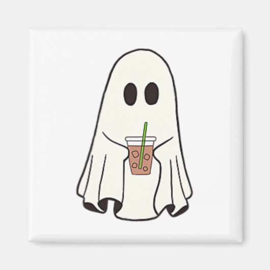 幽霊飲みコーヒーおかしなハロウィーンのコスチュームcoff マグネット (正面)