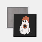幽霊飲みコーヒーおかしなハロウィーンのコスチュームcoff マグネット (正面/裏面)
