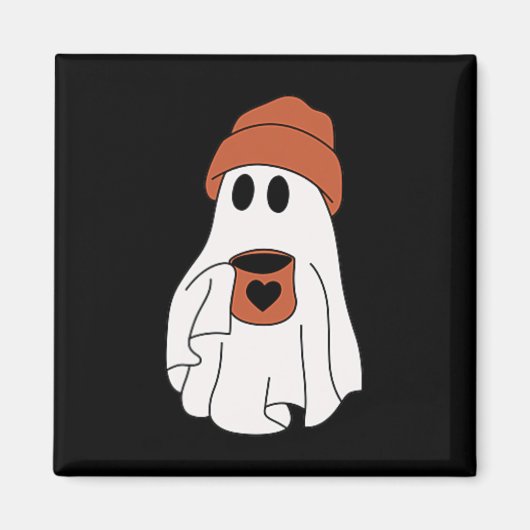 幽霊飲みコーヒーおかしなハロウィーンのコスチュームcoff マグネット (正面)