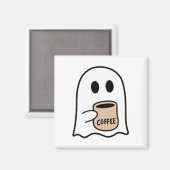 幽霊飲みコーヒーおかしなハロウィーンのコスチュームcoff マグネット (正面/裏面)