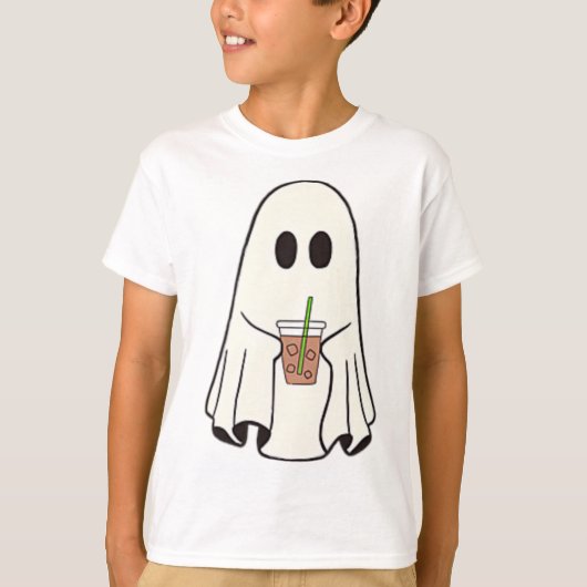 幽霊飲みコーヒーおかしなハロウィーンのコスチュームcoff tシャツ (正面)