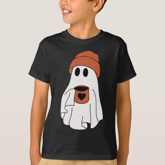 幽霊飲みコーヒーおかしなハロウィーンのコスチュームcoff tシャツ (正面)