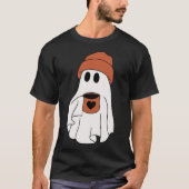 幽霊飲みコーヒーおかしなハロウィーンのコスチュームcoff tシャツ (正面)