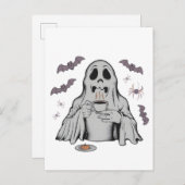 幽霊飲不気味みコーヒーカフェインハロウィーン 案内ポストカード (正面/裏面)