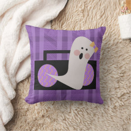 幽霊80s 90sパープルプレイドハロウィーン装飾用クッション クッション