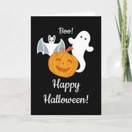 幽霊、こうもり、カボチャフレンドリーのハロウィーン カード