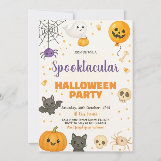 幽霊、こうもり、トリックまたはトリートBash 招待状 (正面)
