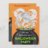 幽霊&ウィッチカルドロンハロウィーン招待状 招待状 (正面/裏面)