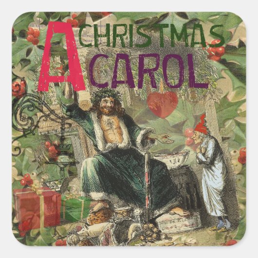 幽霊・オブ・クリスマスプレゼントイラストレーション・スクルージ スクエアシール (正面)