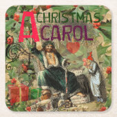 幽霊・オブ・クリスマスプレゼントイラストレーション・スクルージ スクエアペーパーコースター (正面)